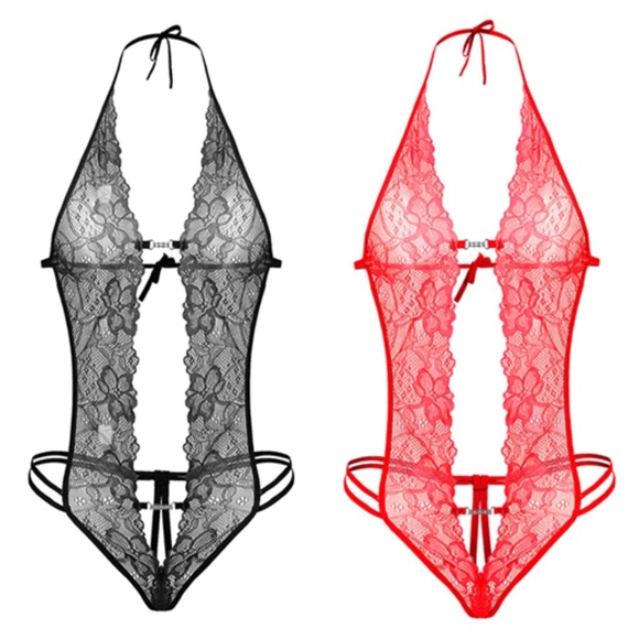 Sexy Deep V Neck Lace Lingerie Teddy - Picture 4 of 8